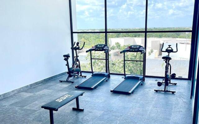 Fresh and Stylish Studio Aldea Zama rooftop pool Mya 109