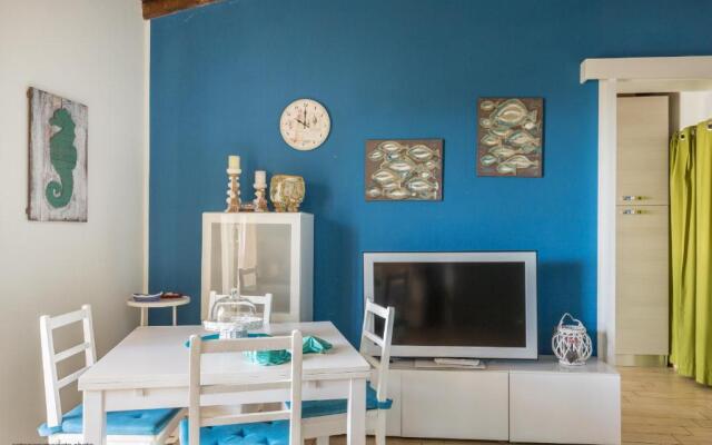 Blue house on the sea