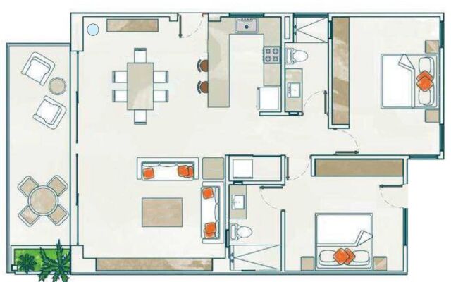 Bright Full Furnished 2 Bedrooms Waiting For You