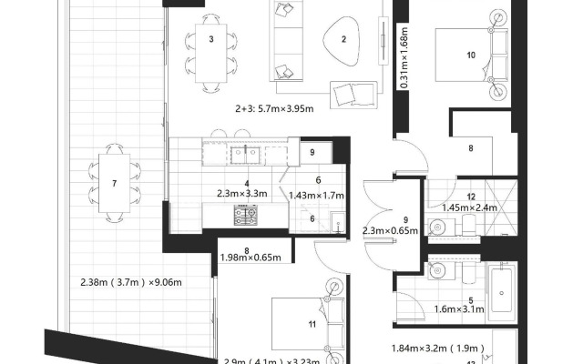 Wentworth Point Oversized balcony view apartment