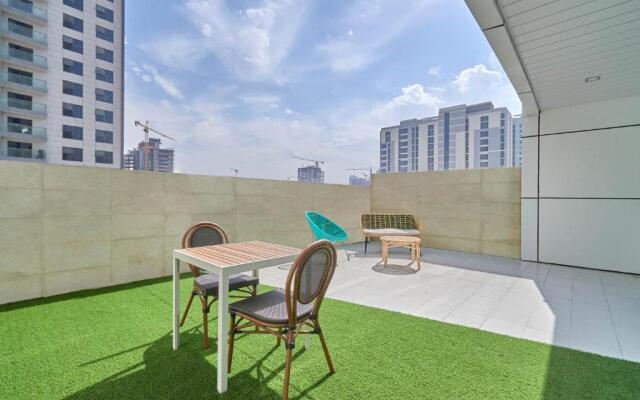 Stella Stays Pristine Studio Dubai JVC Large Terrace