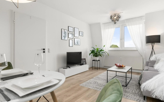 Design Apartment in Messe & Rheinnähe I Netflix I Küche