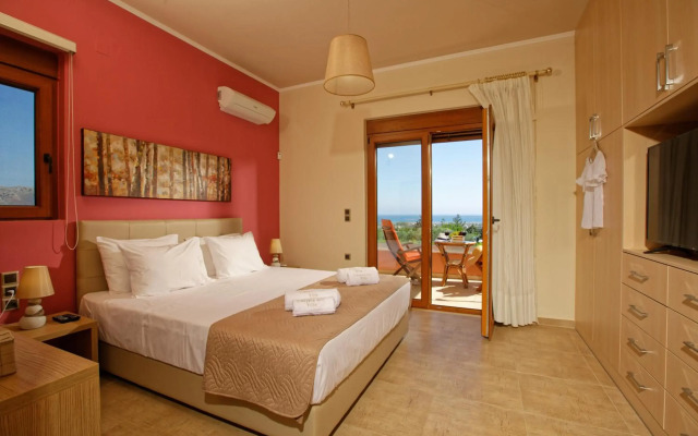 Cretan Vineyard Hill Villa Private Pool, Panoramic View, Beautiful Vineyard