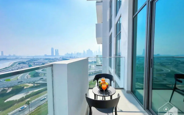 Cozy 1BR With Balcony & Views in Azizi Fawad