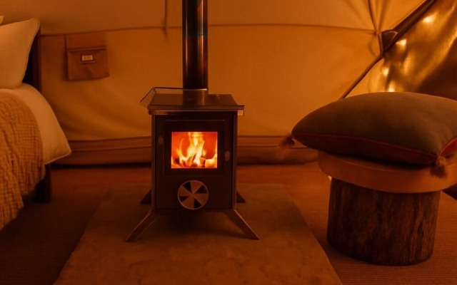 Dog Friendly Cozy Bell Tent With Log Burner