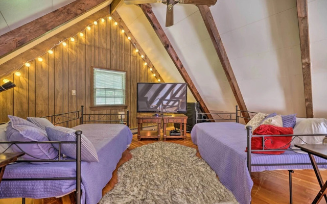 Game Room & Fire Pit: Tree-lined Pocono Lake Cabin