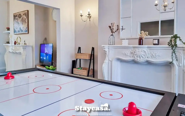 White Cozy House With Pool Table Game Room