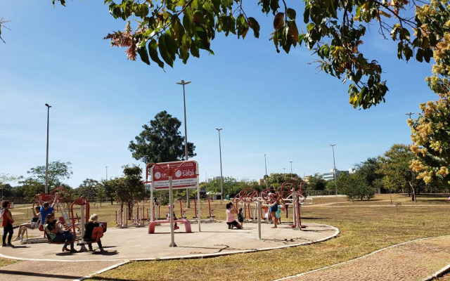 Descanse na rede da varanda sob as árvores.