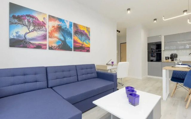Dark Blue and Grey Apartment by Renters