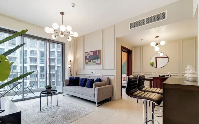 Manzil -Cozy 1BR Apt w/ Downtown Skyline Burj View