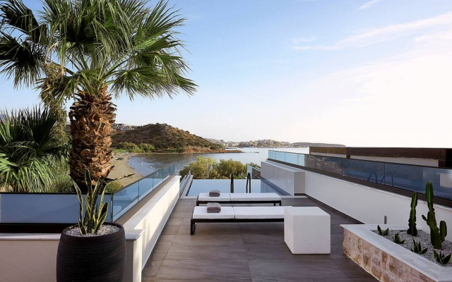 Beachfront villa with a heated pool