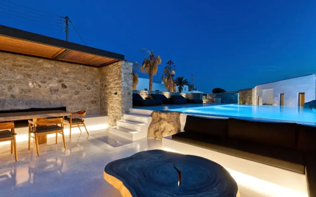 Mykonos Town Black Villa with Cave Heated Pool