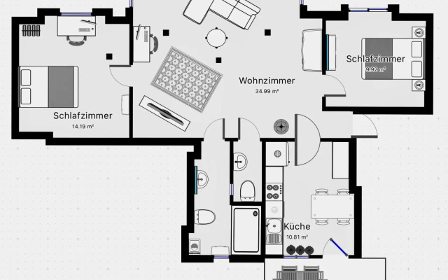Wölkchen - Wohnung mit Balkon, Holzdielen & TV