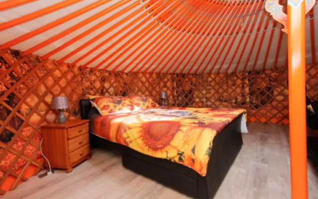 Orange Yurt With Hot Tub- Sleeps 3, Parking & Wifi