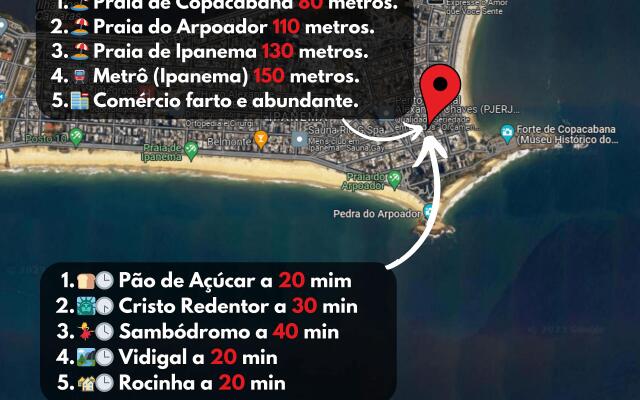 Quarto privativo Praia entre Arpoador e Copacabana