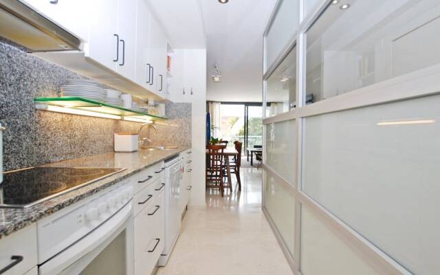 Blue fridge apartment