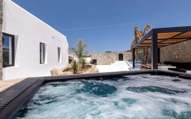 Mykonos Town Black Villa with Cave Heated Pool