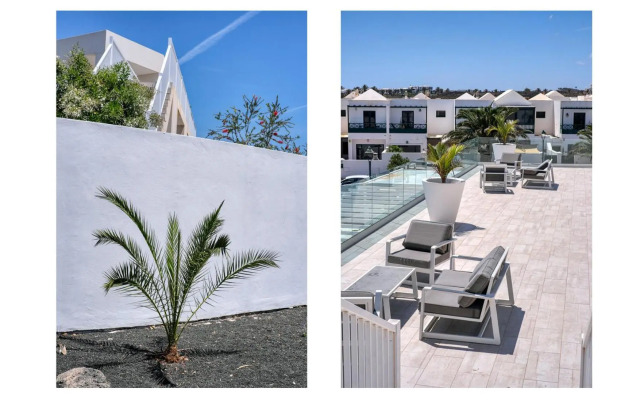 Sunset view modern private poolside apartment