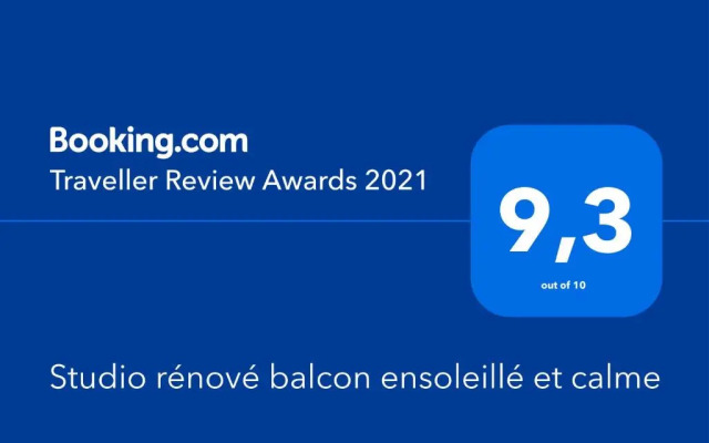 Studio rénové balcon ensoleillé et calme