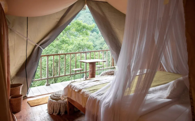 Glamping tent near the waterfall