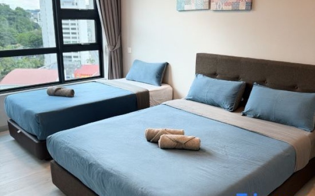 JQ#05 City View Slide LoftBed 2R1B 5Pax Near Suria Mall, Gaya St, Sicc – Guest Rooms – Kota Kinabalu
