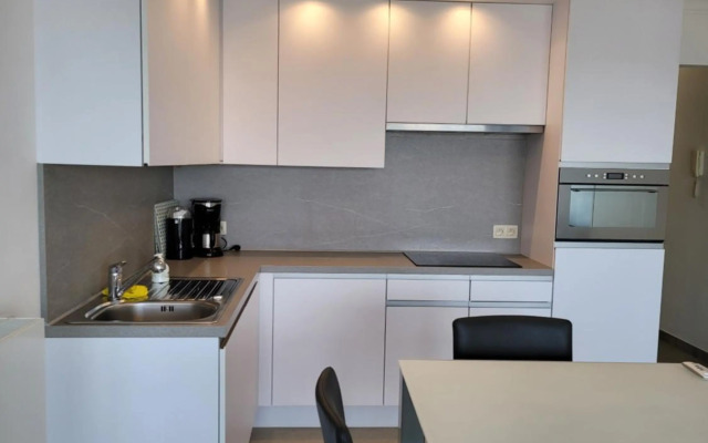 Studio 105 op zeedijk met frontaal zeezicht 1ste verdiep