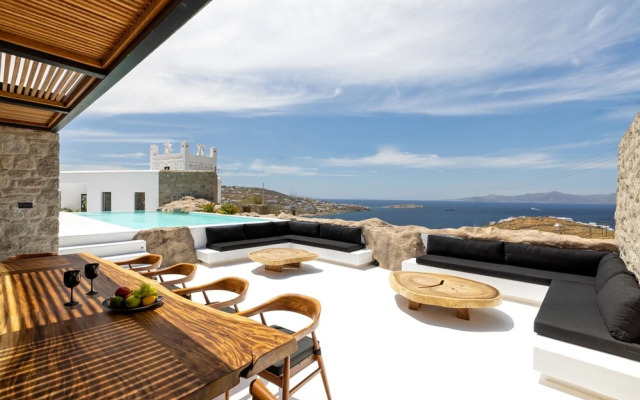 Mykonos Town Black Villa with Cave Heated Pool