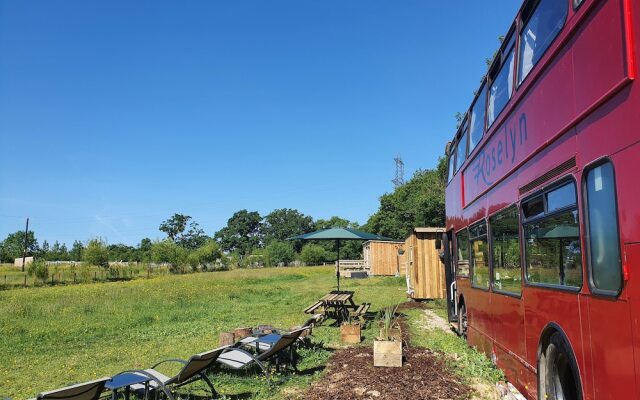 Double Decker Bus on an Alpaca Farm Sleeps 8