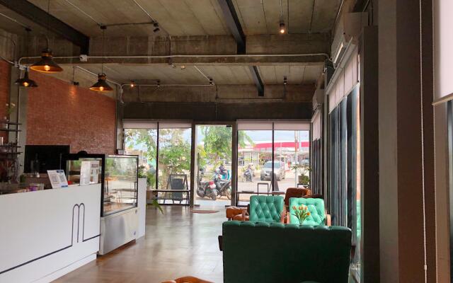 Minimalist cafe and bed