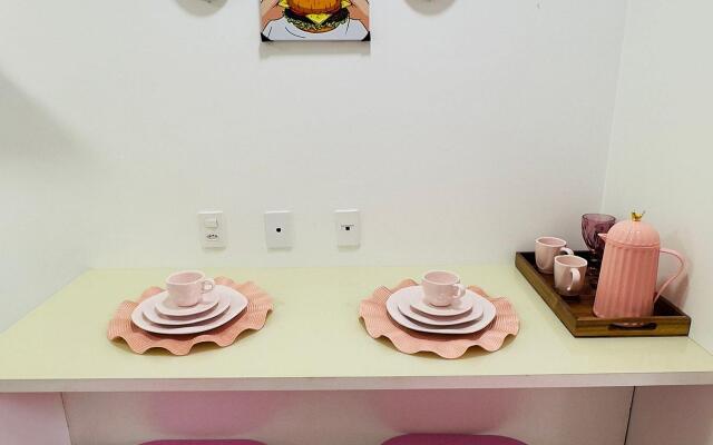 Flat Rosa encantador vista lago