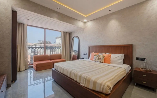 Modern 1BR With Pool 5min Drive to Candolim Beach