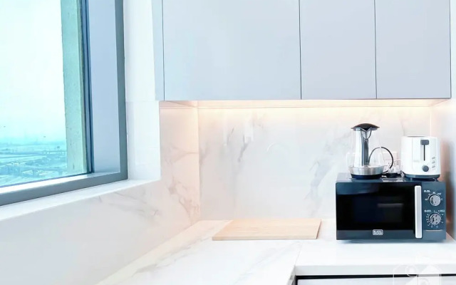 Cozy 1BR With Balcony & Views in Azizi Fawad