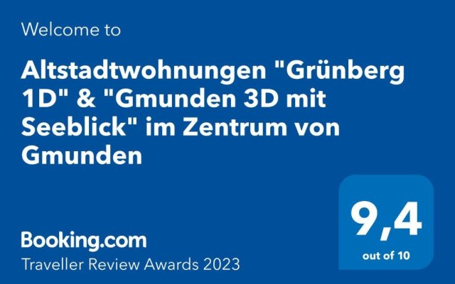 Altstadtwohnungen "Grünberg 1D" & "Gmunden 3D mit Seeblick" im Zentrum von Gmunden