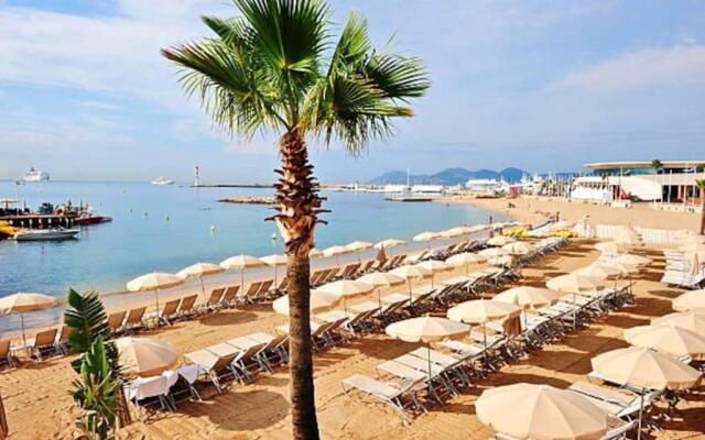 CANNES plage 2mn/45m2/vue mer/inernet/clim/parking privé