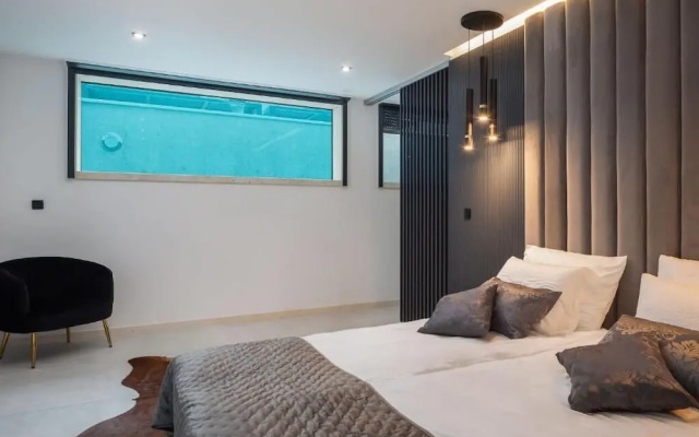 white residence with pool room