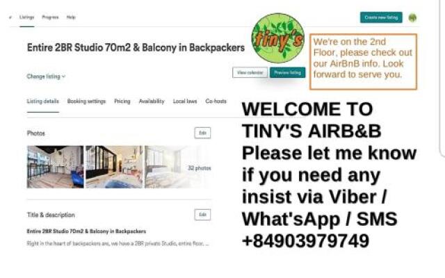 Tiny's Home* 2BR Studio in Buivien alley