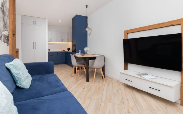 Aesthetic Deep Blue Apartment by Renters
