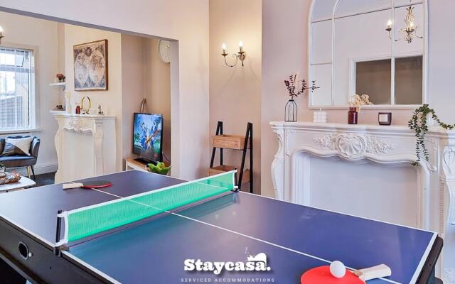 White Cozy House With Pool Table Game Room
