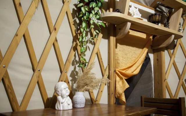 Yurt Located in a Little oak Grove