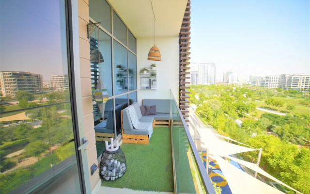 Luxurious Dubai Hills with balcony park view