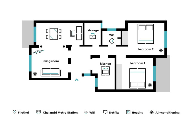 Unique 2BR Apartment in Filothei by UPSTREET