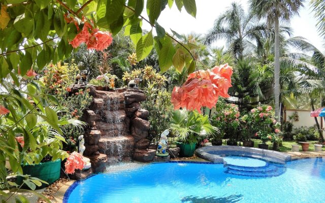 Relaxing Palm Pool Villa, Tropical Illuminated Garden Private Swimming Pool