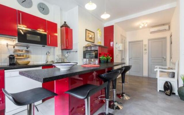 Stylish White and Red Apartments