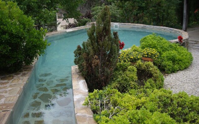 La Casita con jardín frente a la cascada
