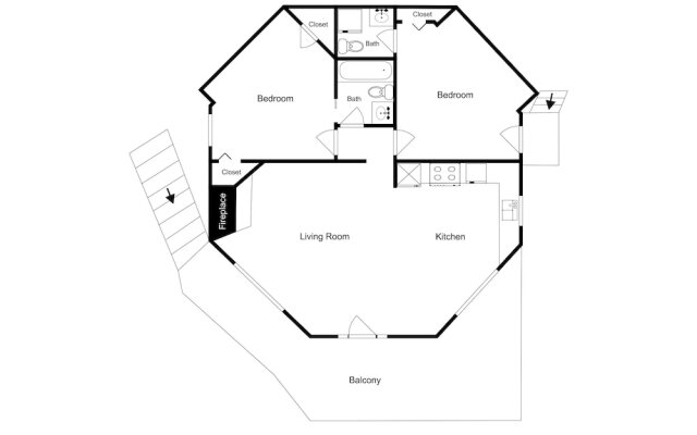 Roundette Cabin 2 Bedrooms 1.5 Bathroom Cabin