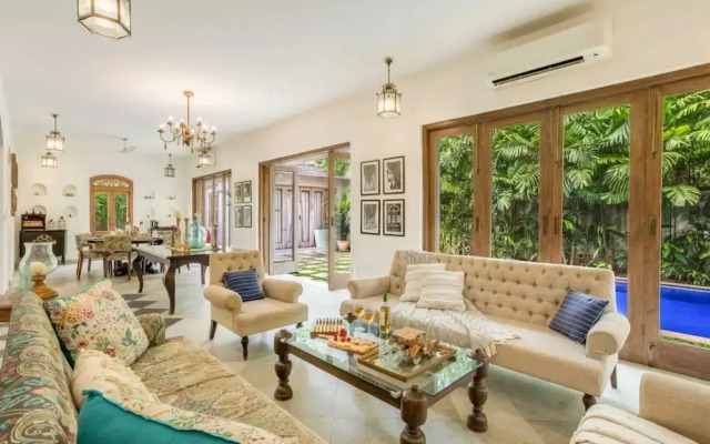 4bhk Villa in Siolim Pool Lush Forest View