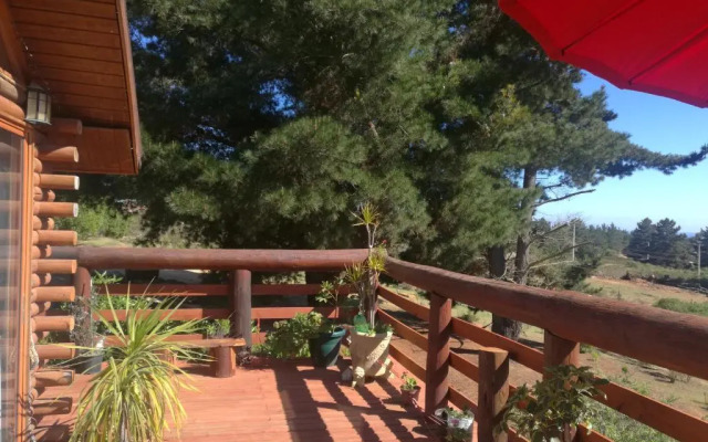lodge con piscina privada, parcela de campo.