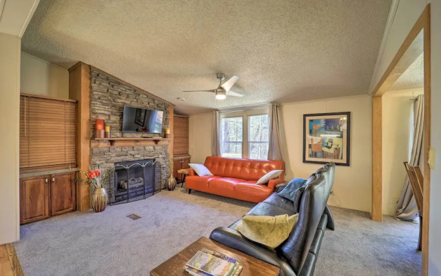 Deck + 2 Fire Pits: Riverfront Spruce Pine Rental!
