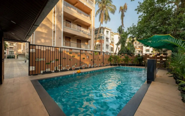 Modern 1BR With Pool 5min Drive to Candolim Beach
