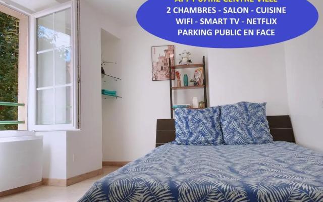 Apt 67m2 Hyper Centre: 2 Chambres, Cuisine TV Wifi